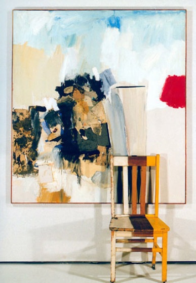 Featured in the Onnasch Collection at Hauser & Wirth. Robert Rauschenberg, Pilgrim, 1960. Combine: oil, graphite, paper, printed paper and fabric on canvas, with painted wood chair, 79 1/4 x 53 7/8 x 18 5/8". Image courtesy of Onnasch Collection and Hauser & Wirth: http://www.hauserwirth.com/exhibitions/1904/re-view-onnasch-collection/list-of-works/16/